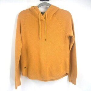 Ralph Lauren Women’s Gold Waffle Knit hooded pullover sweatshirt sweater Medium